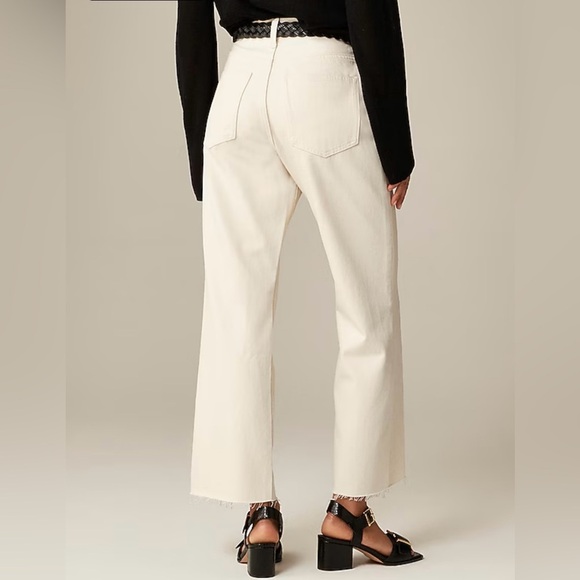 J. Crew Mid-Rise Relaxed Kick-Out Jeans, Ecru Wash, Raw Hem, Size 25 - Picture 5 of 16